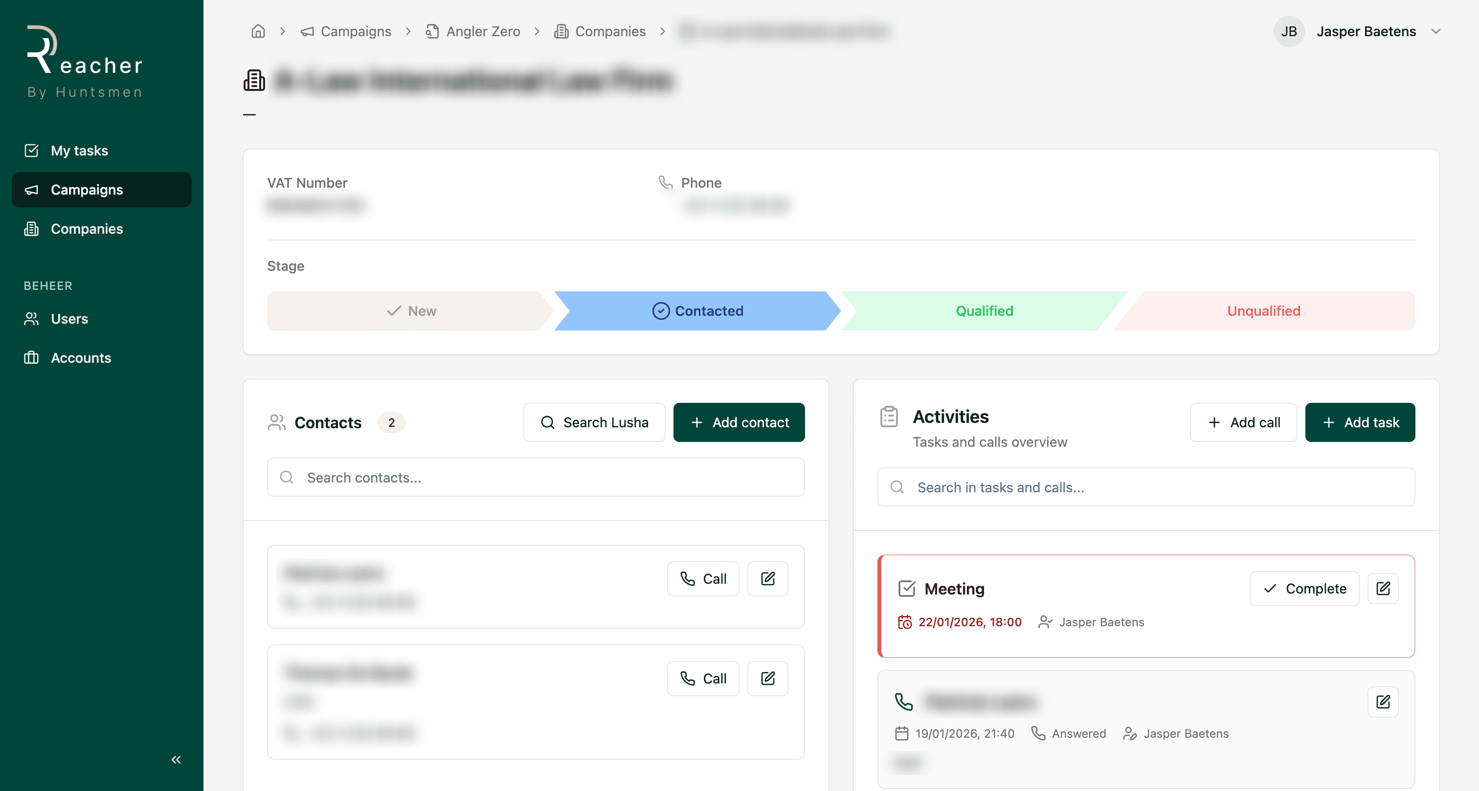 Reacher: een prospectieplatform op maat voor Huntsmen